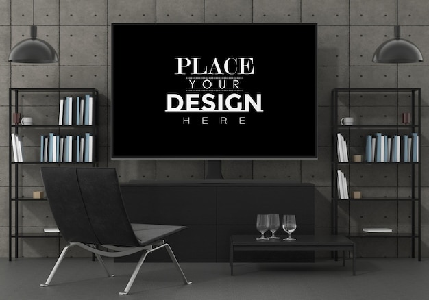 Tv in woonkamer PSD Mockup