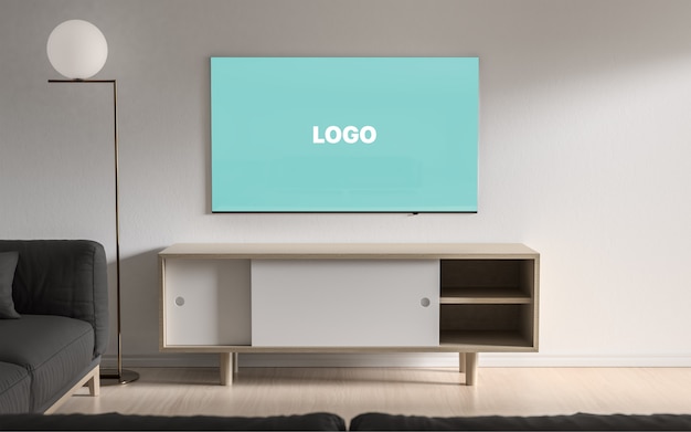 PSD tv in living room mockup