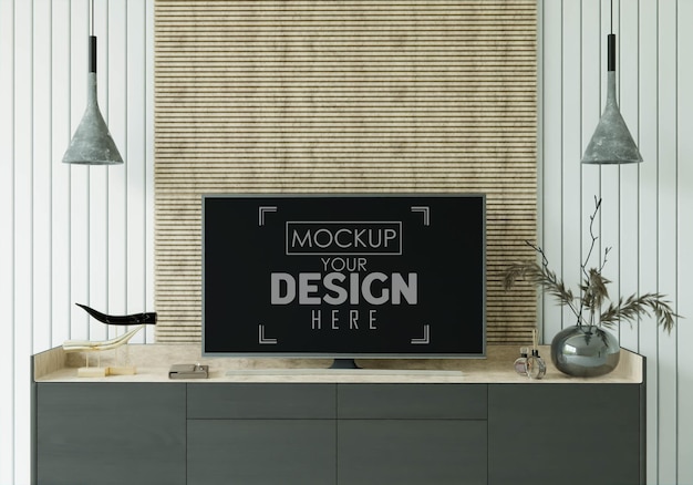 Tv in living room mockup