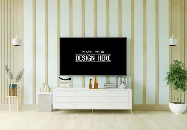 Tv nel mockup del soggiorno