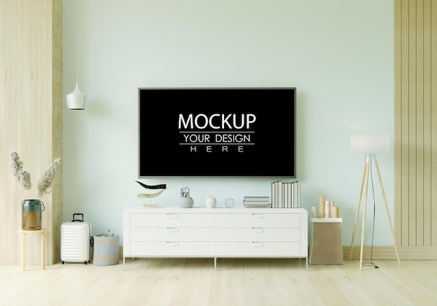 Tv nel mockup del soggiorno