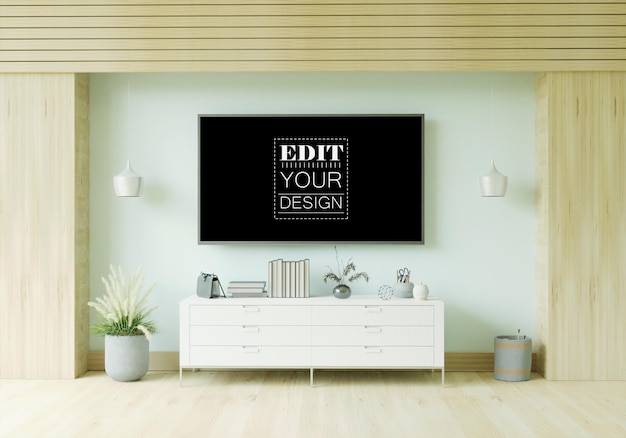 Tv nel mockup del soggiorno