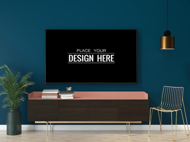 Tv nel mockup del soggiorno