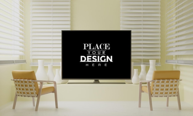 Tv nel mockup del soggiorno