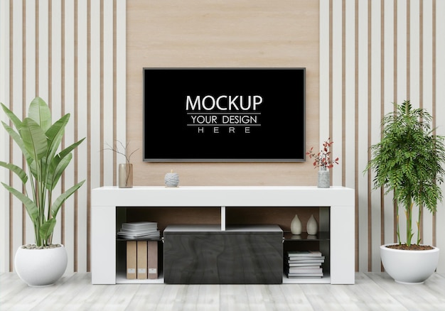 Tv nel mockup del soggiorno