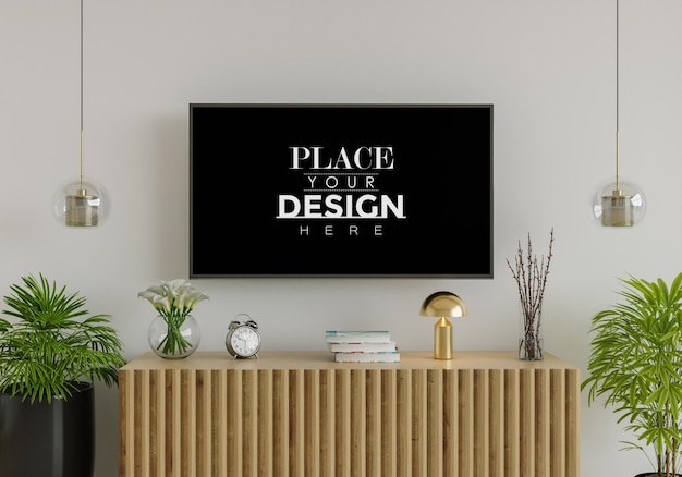 Tv nel mockup del soggiorno