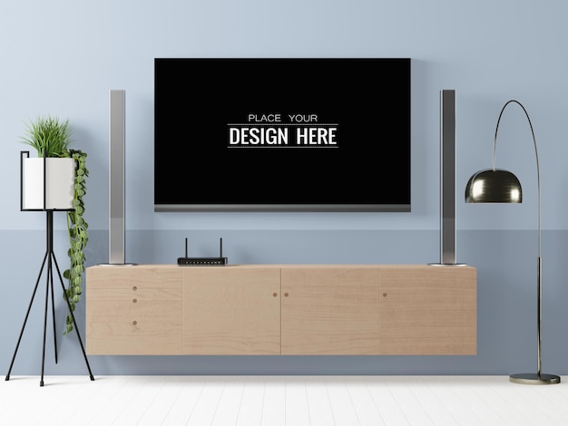 PSD tv in living room  mockup