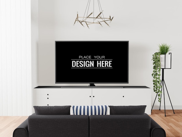 Tv nel mockup del soggiorno