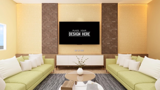 Tv in living room mockup