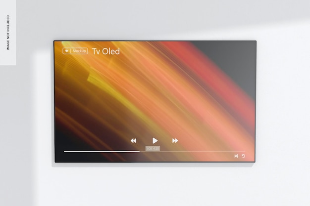 PSD tv oled mockup, hangend aan de muur