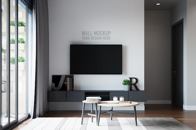 PSD tv room wall mockup