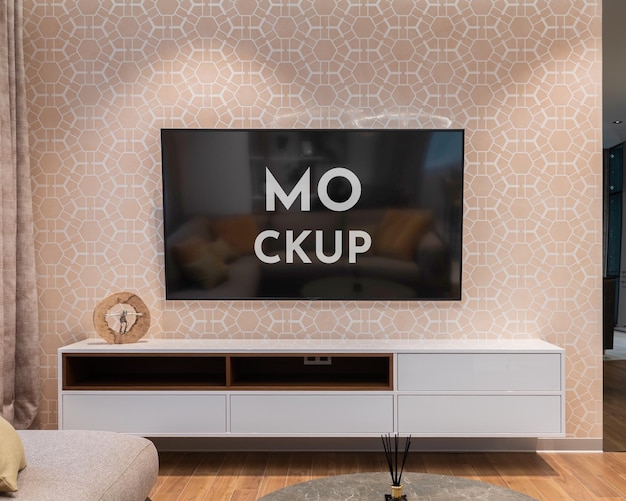 TV screen mockup in the living room