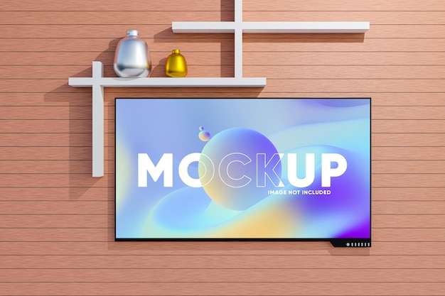 Tv screen mockup with minimal interior