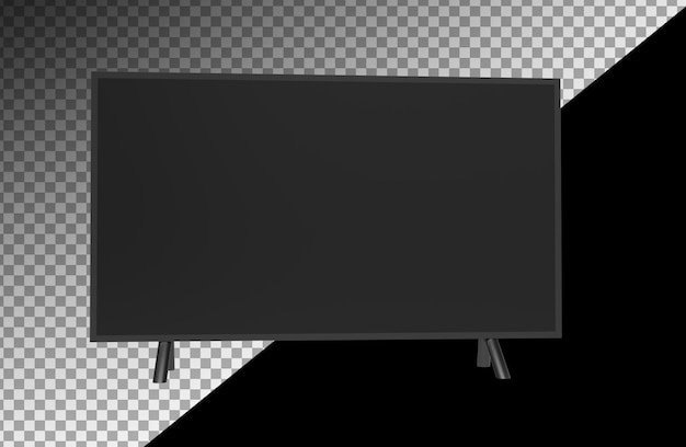 Tv screen, modern black lcd panel for hdtv, wide-screen display view premium psd