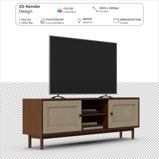 Tv stand amp tv 3d modellazione psd