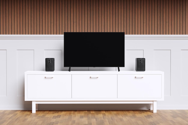 tv on wood background