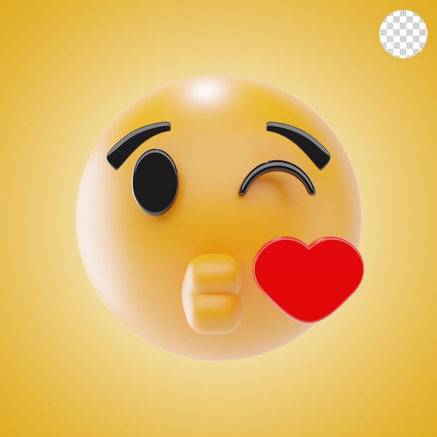 Twarz dmuchająca pocałunkiem emoji 3D ikona i ilustracja