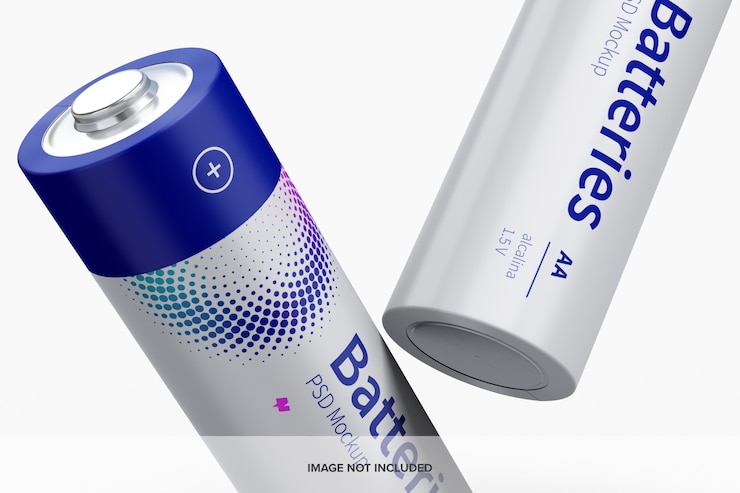 PSD twee aa-batterijen mockup close-up
