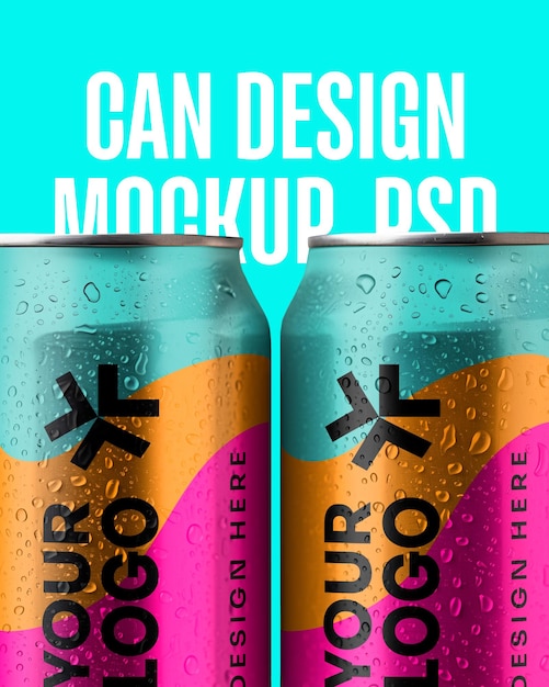 PSD twee blikjes drank mockup