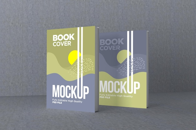 Twee boeken omslag mock-up 3d-rendering illustratie