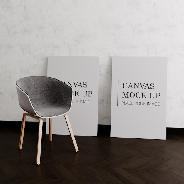 Twee canvas mock up met stoel