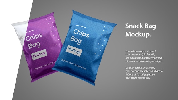 Twee chips snackzakjes mockup voor voedselverpakkingen