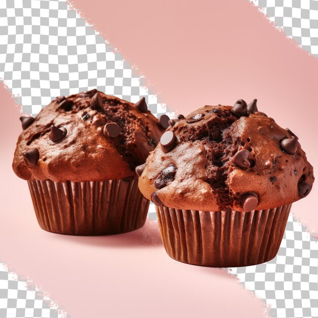 PSD twee chocolademuffins op een transparante achtergrond