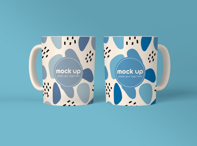 Twee koffiemokken mockup