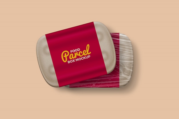 Twee kraft paper food parcel box mockup