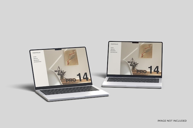 PSD twee laptop pro 14 inch mockup