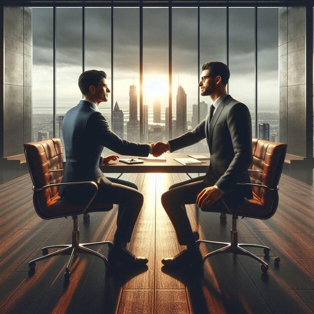 PSD twee mannen zitten in een stoel en houden handen vast voor een raam
