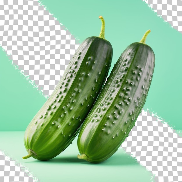 Twee nieuw geoogste komkommers tegen een transparante achtergrond