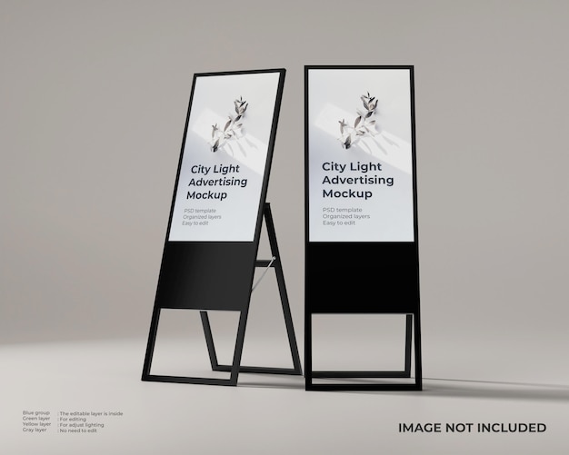 PSD twee opvouwbare staande reclame-display mockup