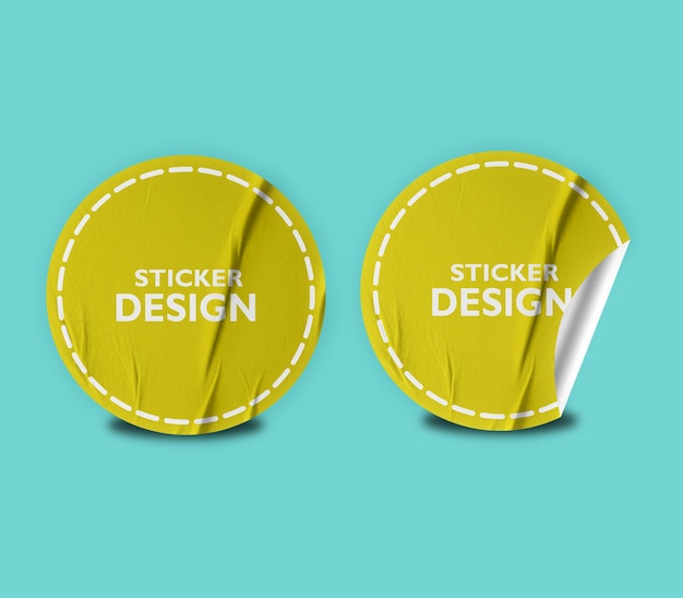 Twee realistische Sticker Mockup Design