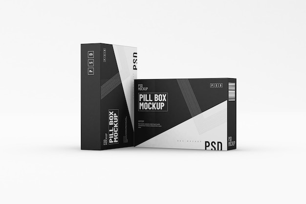 PSD twee rechthoekige pil blisterverpakkingen verpakkingssjabloon voor productontwerp mockup op schone achtergrond