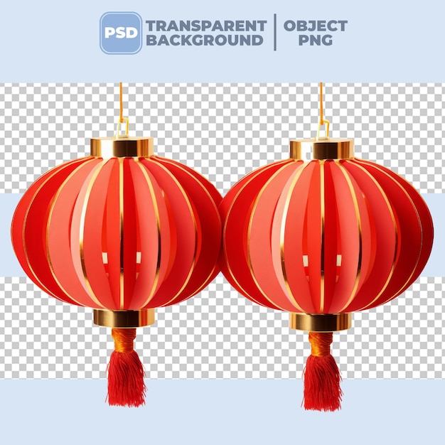 PSD twee rode lantaarns geïsoleerd witte achtergrond