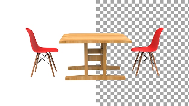 PSD twee rode nordic stoel zonder schaduw 3d render