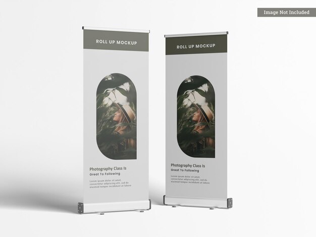 Twee roll-up banner mockup vooraanzicht