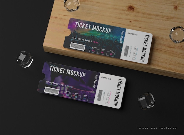 Twee ronde hoek ticket mockup