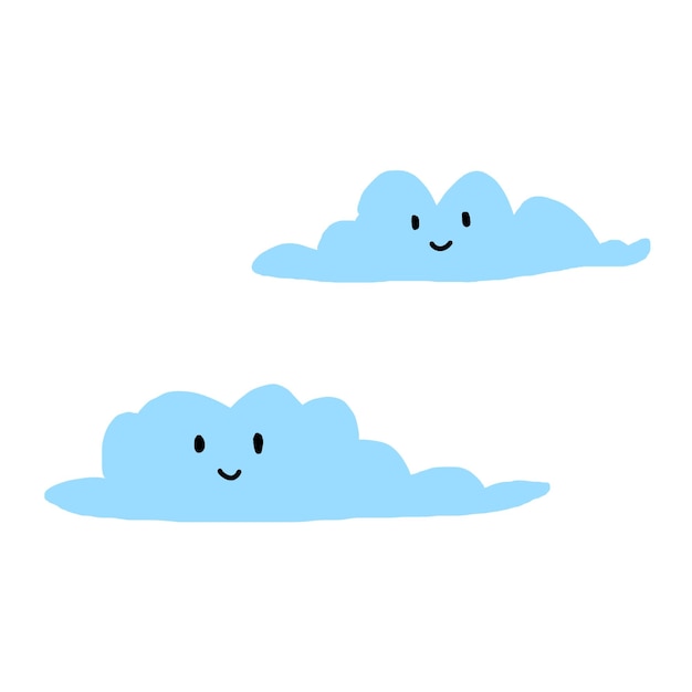 twee wolken die zeggen gelukkige gezichten en ze zitten in de wolken