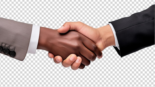 PSD twee zakenlieden die elkaar de hand schudden, geïsoleerd op een doorzichtige achtergrond handshake-concept