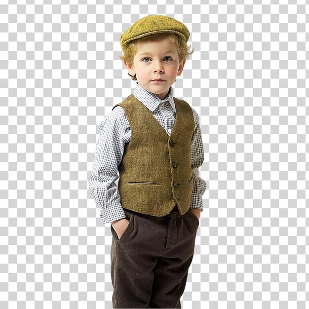 PSD tweed boy isolated on transparent background