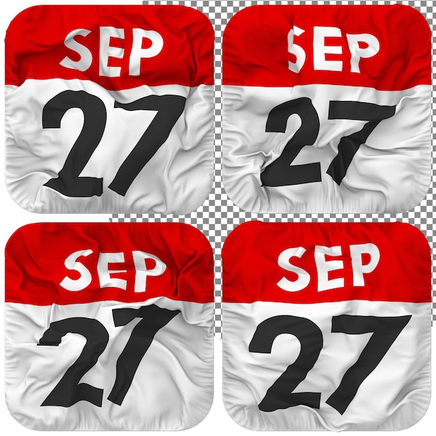 twenty seventh 27th date calendar icon isolated four waving style bump texture 3d rendering