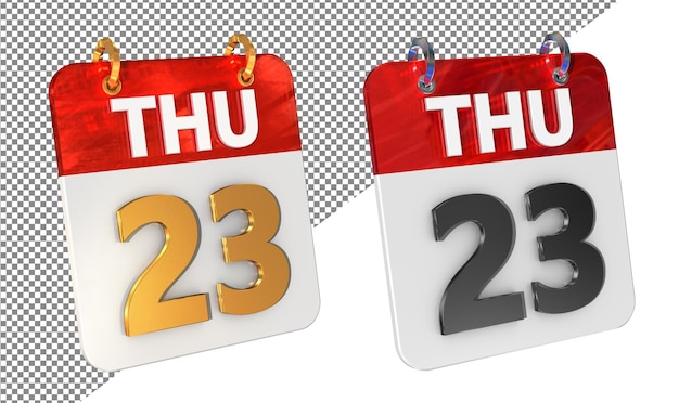 PSD twenty third 23rd thursday date 3d icon isolated gold amp glossy 3d rendering