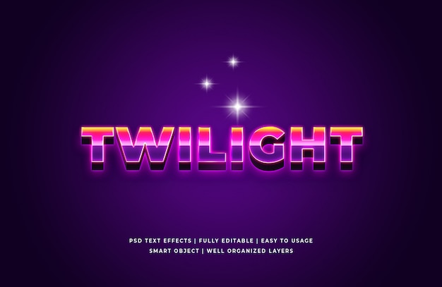 Twilight 3d-tekststijl effect premium psd