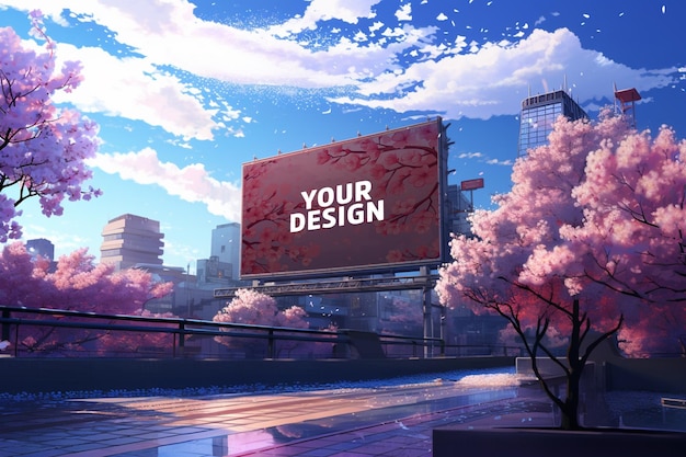 PSD twilight sakura serenity city illuminated by blossoms