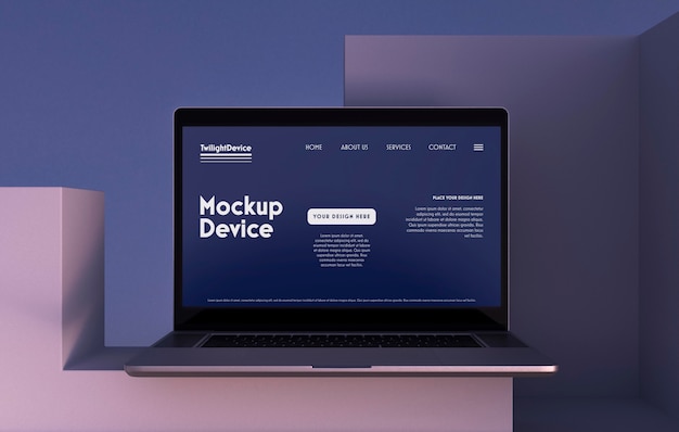 Scena crepuscolare del mockup del dispositivo