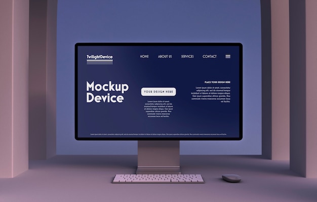 Scena crepuscolare del mockup del dispositivo