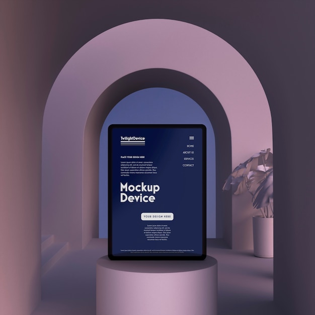 Scena crepuscolare del mockup del dispositivo