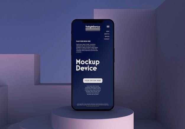 PSD scena crepuscolare del mockup del dispositivo